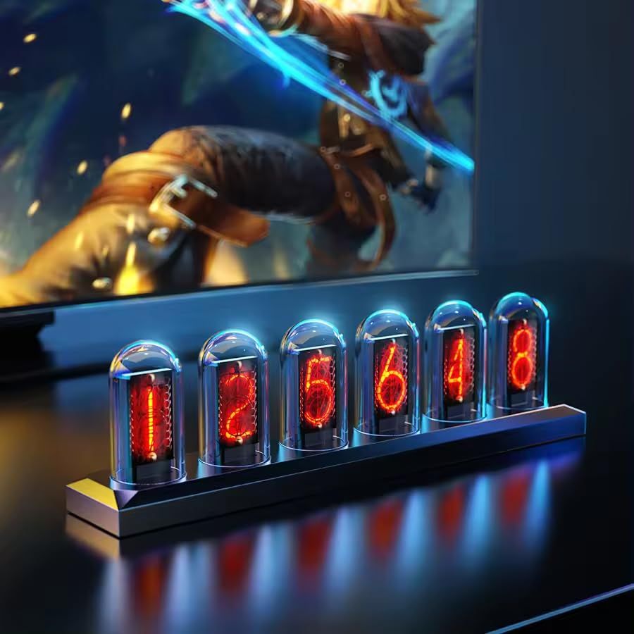 新品 zmart RGB ニキシー管 時計 LED が光る IPS カラー スクリーン DIY アナログ デジタル チューブ ナイトライト ゲーム デスクトップ ホーム デコレーション ギフト アイデア 日本語説明書付き