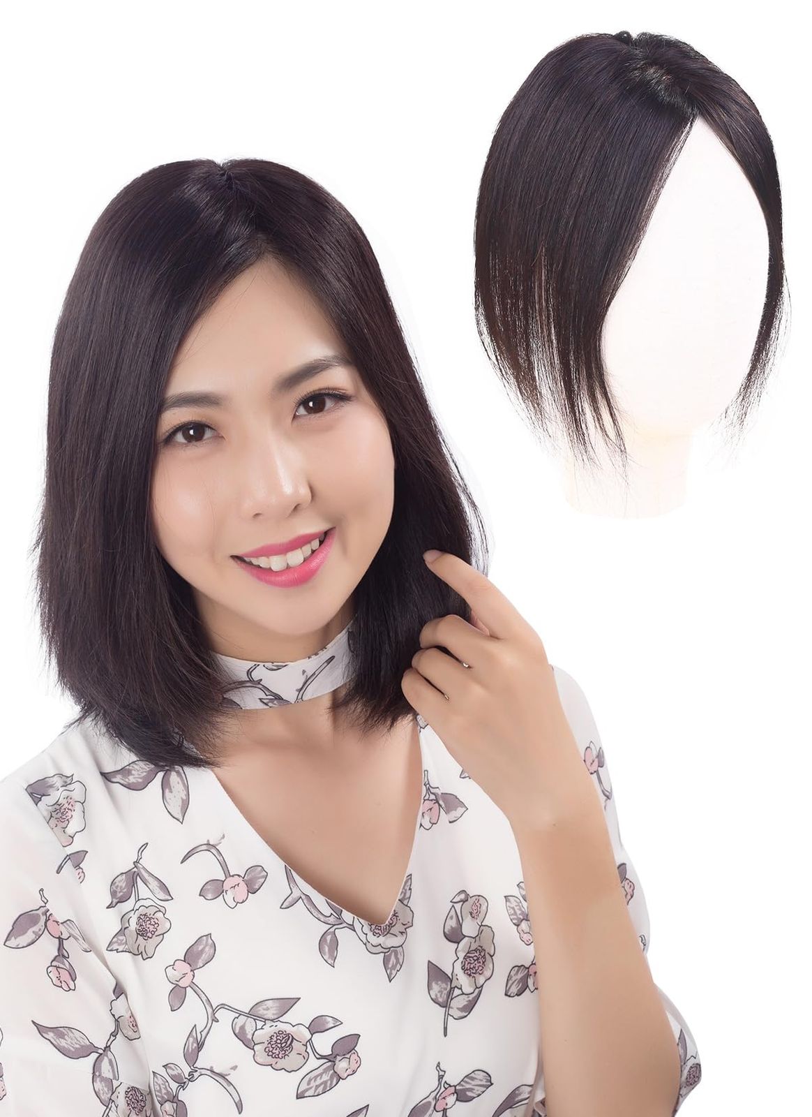 新品 HIYE 部分ウィッグ 人毛100% リアル人工皮膚 総手植え 分け目自然 医療用 女性 通気 ストレート ポイントウィッグ 頭頂部 白髪隠れ 肌色ネット ネットサイズ横7cm縦10cm センター分け (25cm 自然色)