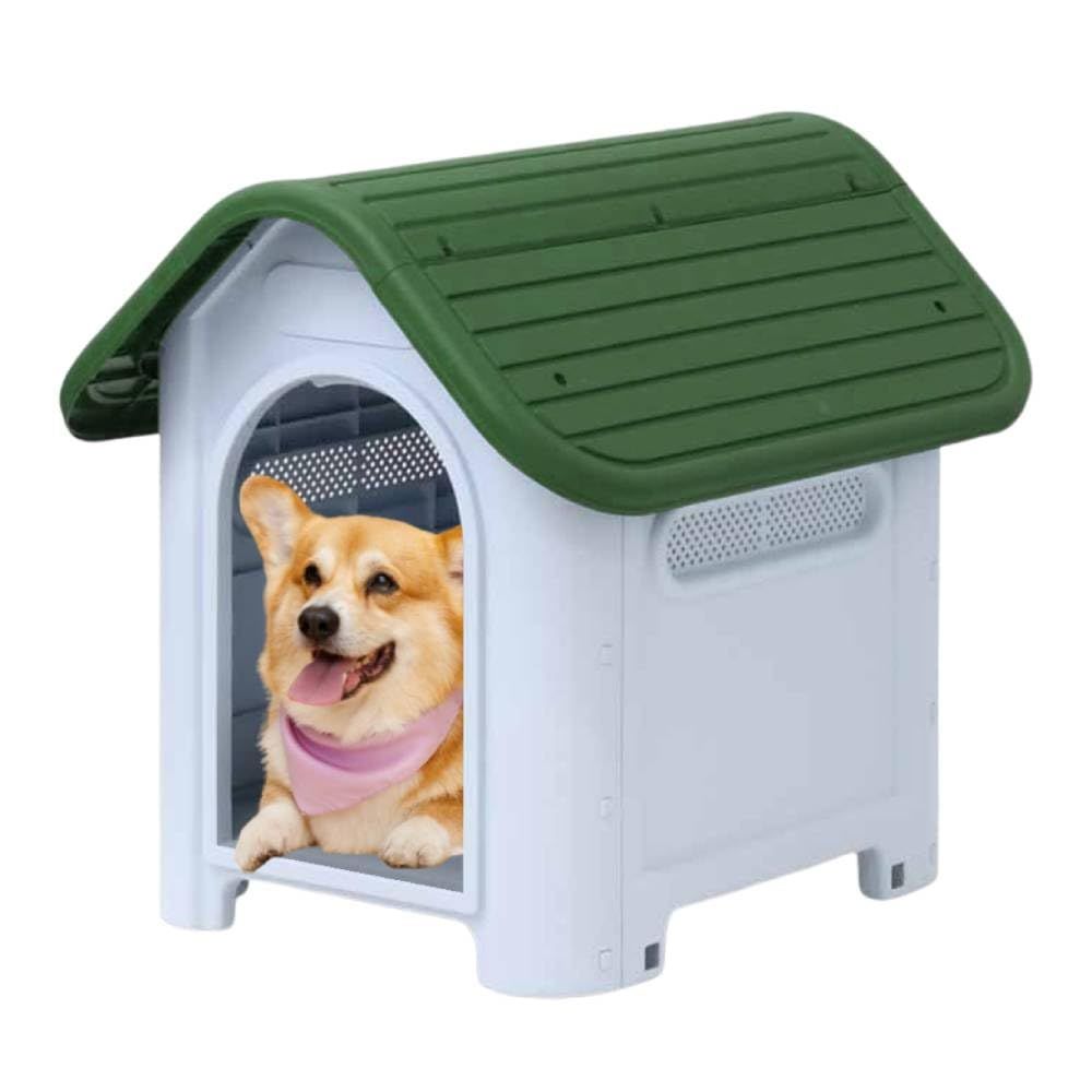 SUGGEST 犬小屋 プラスチック製 選べるカラー 小型?中型犬用 組立式 軽量 ドッグハウス 洗える サビない 喚起口付き 屋外 室内 (グリーン)mt 00971a8c