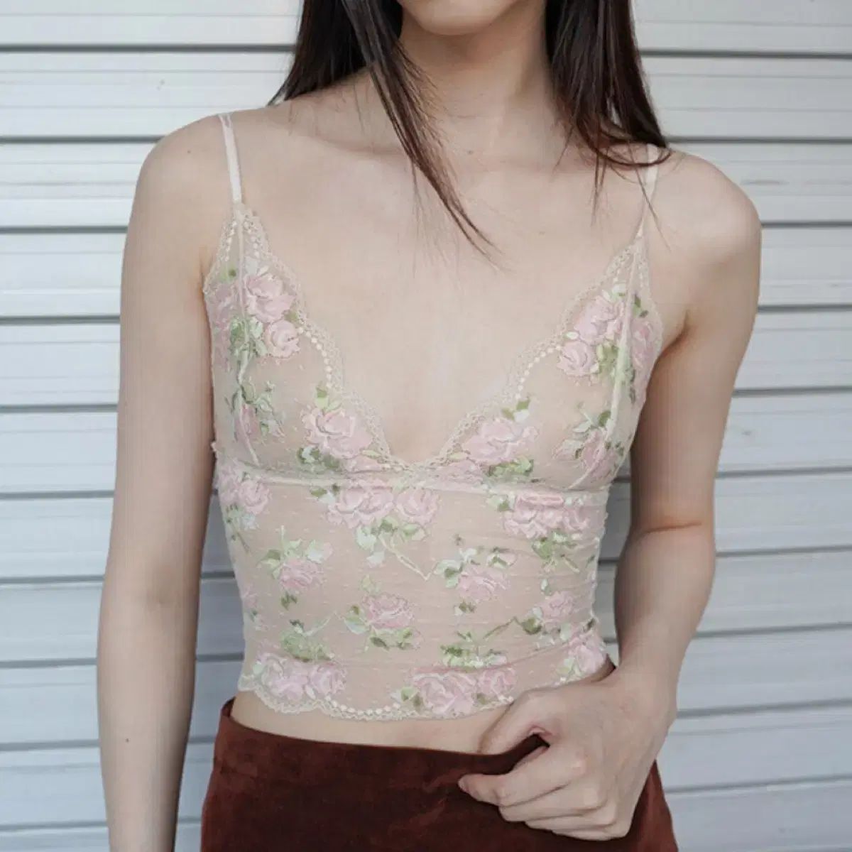 ヌアヌ Rose Camisole_Apricot 2サイズ