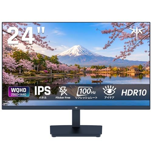 KTC 24インチ モニター WQHD(2560×1440) 100Hz IPSパネル ブルーライト軽減 FreeSync & G-Sync サポート オフィス＆カジュアルゲーミング対応 122%sRGB 高色域対応 PCモニター H24T27Ju