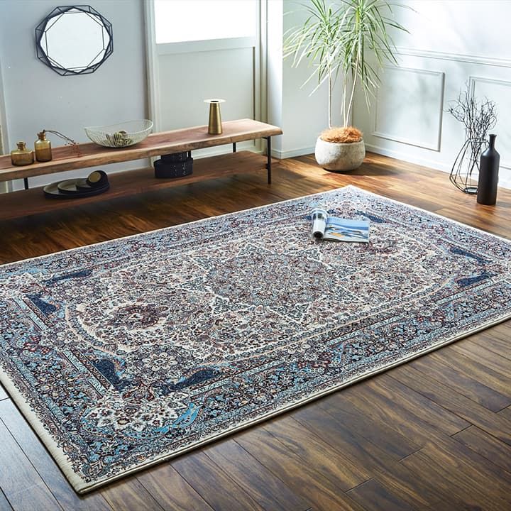 部屋に上品な佇まいを トルコ製ウィルトン カーペット クラシック柄 約133×190cm