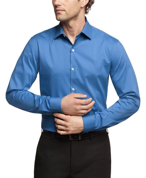 ケネスコール メンズ トップス シャツ Kenneth Cole Reaction Mens SlimFit Flex Stretch Dress Shirt Blue Whale ブルー
