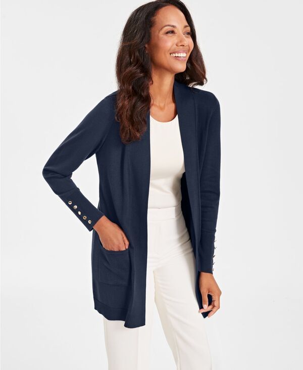 ジェイエムコレクション レディース アウター ニット・セーター カーディガン JM Collection Womens ButtonSleeve Flyaway Cardigan PP4X Intre