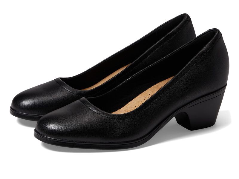 クラークス レディース シューズ ヒール Clarks Emily 2 Ruby Black Leather ブラック