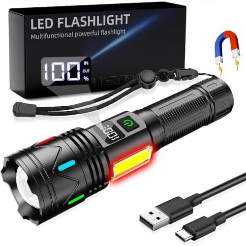 【新品】LED 懐中電灯【超高輝度5000000ルーメン・超遠距離照射】充電式 軍用 最強 ハンディライト マグネット付き ディジタル電気量 明るい 超強力 フラッシュライト 8モード ズーム調整 Type-C 電池式 ハンドライト 軽量 小 298c6245