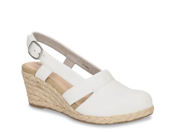 イージーストリート レディース シューズ サンダル Easy Street Stargaze Espadrille Wedge Sandal White ホワイト