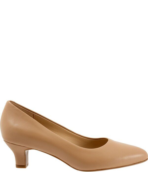 トロッターズ レディース シューズ パンプス レザー ヒール Trotters Kate Leather Pointed Toe Kitten Heel Pumps Beige ベージュ
