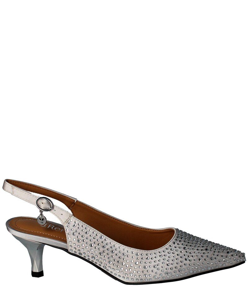 ジェイレニー レディース シューズ ヒール サテン J Renee Ferryanne Rhinestone Satin Slingback Pumps Steel Grey グレー