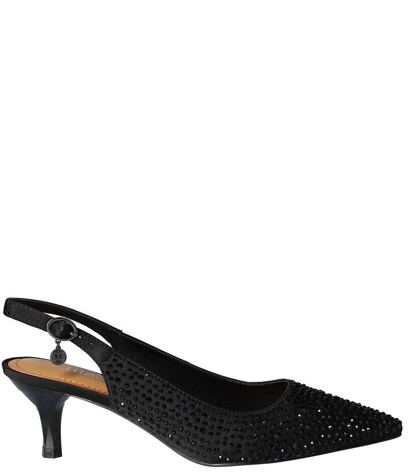 ジェイレニー レディース シューズ ヒール サテン J Renee Ferryanne Rhinestone Satin Slingback Pumps Black ブラック