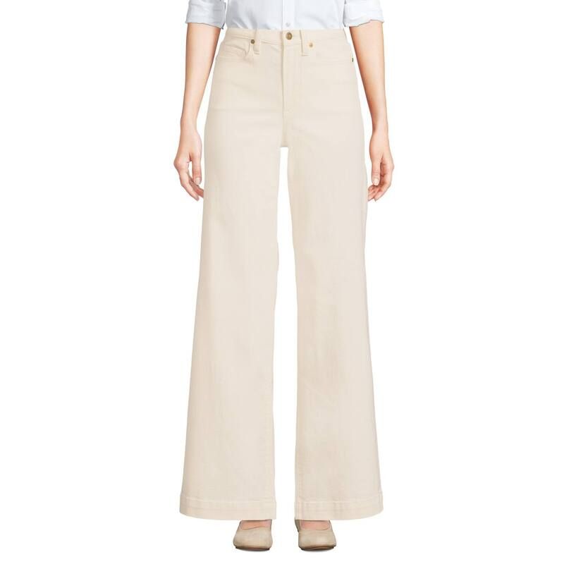 ランズエンド レディース ボトムス デニムパンツ ワイドレッグ ジーンズ Womens Lands Endenim High Rise Wide Leg Jeans Natural デニム
