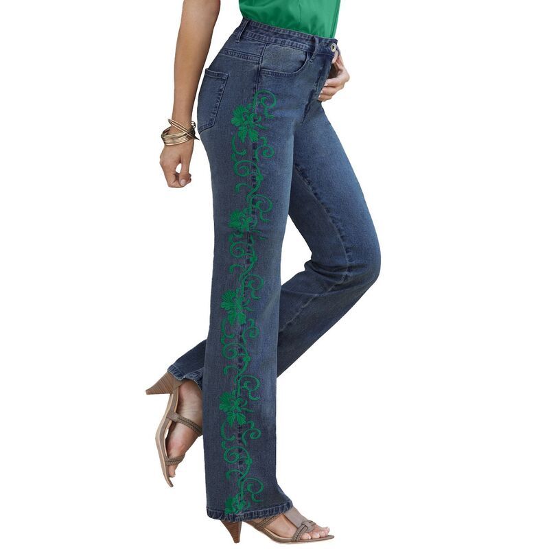 ロアマンズ レディース ボトムス デニムパンツ プラスサイズ Roamans Womens Plusize Whitney Jean With Invisible Stretch Emerald Sw