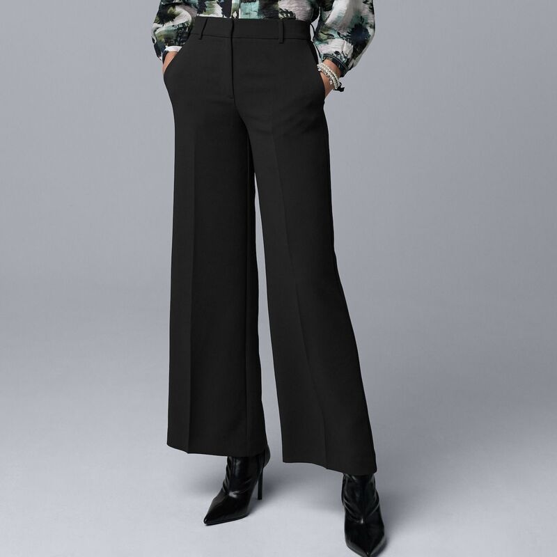 ヴェラウォン レディース ボトムス カジュアルパンツ ワイドレッグ クレープ Womensimply Vera Wang Luxe Crepe Wide Leg Trousers Black ブラック