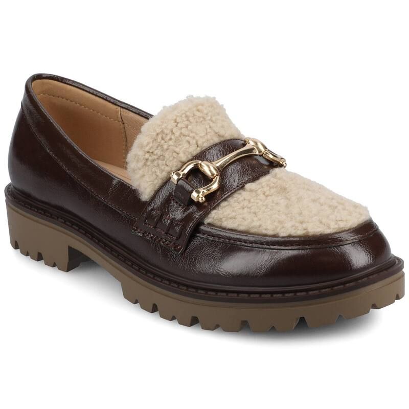 ジャーニー レディース シューズ スリッポン・ローファー Journee Jessamey Womens Tru Comfort Foam Loafers Crinkle Brown ブラウン