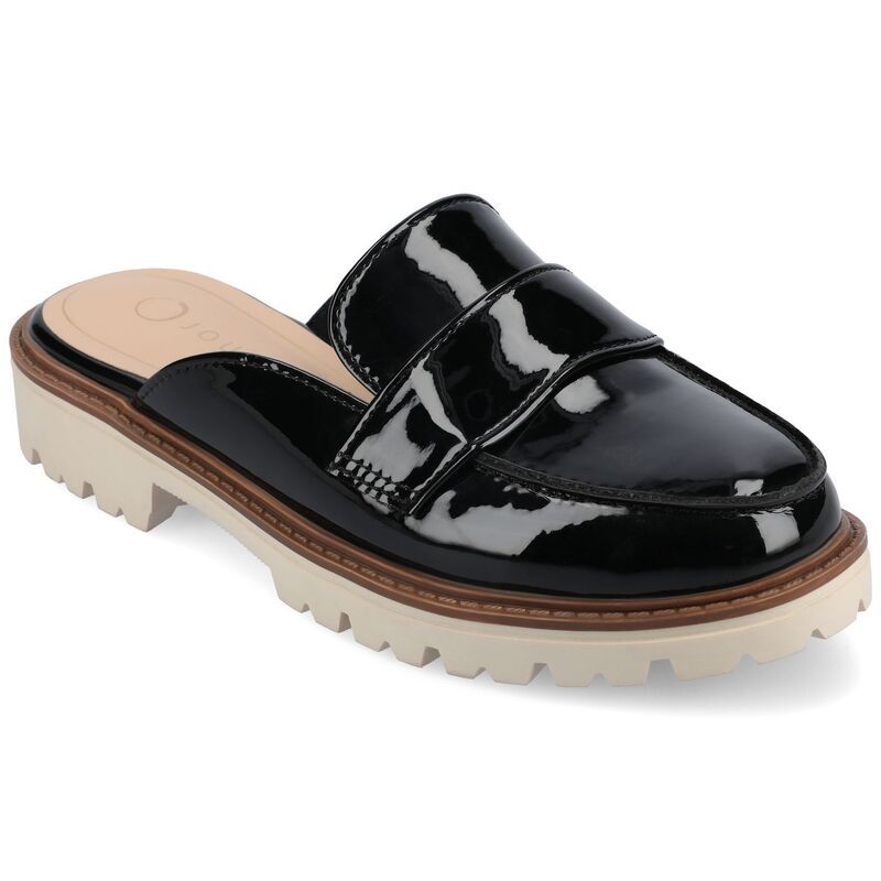 ジャーニー レディース シューズ サンダル Journee Miycah Womens Mule Flats Patent Black ブラック
