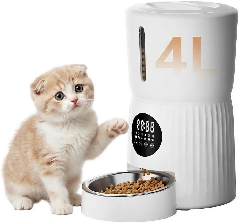 Surfola 自動給餌器 猫 犬 うさぎ タイマー式 [Wi-Fi/スマホ不要] ペット給餌器 1日6食 定時定量 4L大容量 2WAY給電 水洗い可能 音声録音 ステンレス皿 手動給餌 お手入れ簡単 日本語説明書付き SP01t aae1ae74