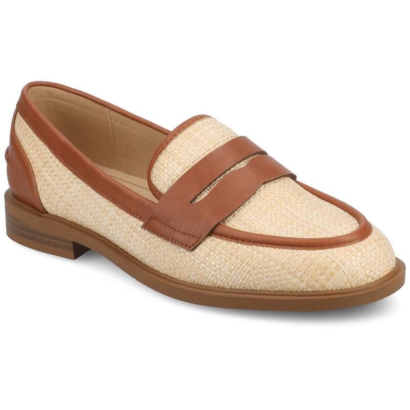 ジャーニー レディース シューズ スニーカー ローファー ヒール Journee Womens Brooks Round Toe Block Heel Penny Loafer Cognac Natu