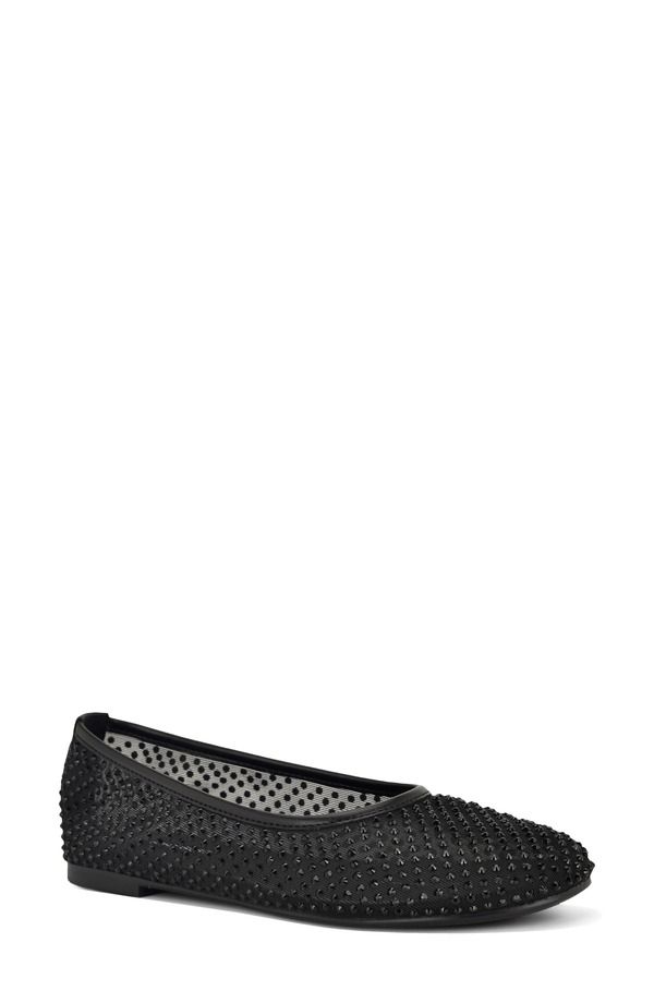ナインウェスト レディース シューズ パンプス メッシュ Nine West Burnne Studded Mesh Flat Black ブラック