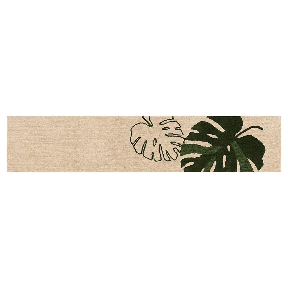 新品 センコー M+home モンステラ マット 約55× 270cm ベージュ キッチンマット 玄関マット 抗菌 防臭 洗える 日本製 26818