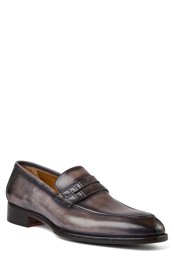 ブルーノマグリ メンズ シューズ ローファー Bruno Magli Emilio Penny Loafer Grey Croc グレー