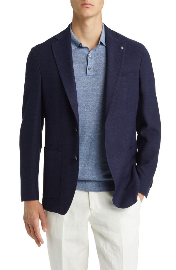 ジャックビクター メンズ アウター ジャケット・ブルゾン ウール コート ニット Jack Victor Hamptonavy Knit Wool Sport Coat Blue ブルー