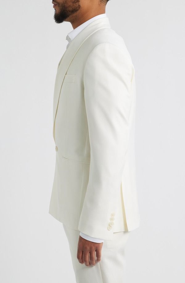 ジャックビクター メンズ アウター ジャケット・ブルゾン ウール Jack Victor Ellis Double Breasted Ivory Super 120s Wool Dinner Jack