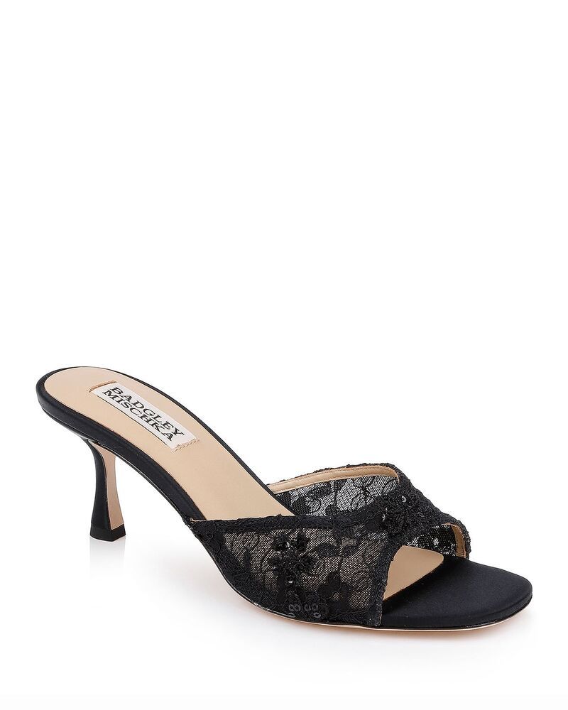 バッジェリーミシュカ レディース シューズ サンダル Badgley Mischka Womens Draya Slide Sandals Black Satin ブラック