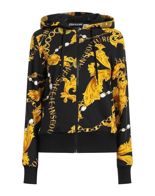 ヴェルサーチ レディース トップスウェットシャツ VERSACE JEANS COUTURE パーカー Black ブラック