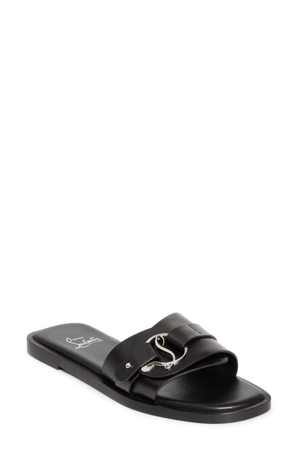 クリスチャン・ルブタン レディース シューズ サンダル Christian Louboutin Chamebelimule Slide Sandal Black Lin Black ブラック
