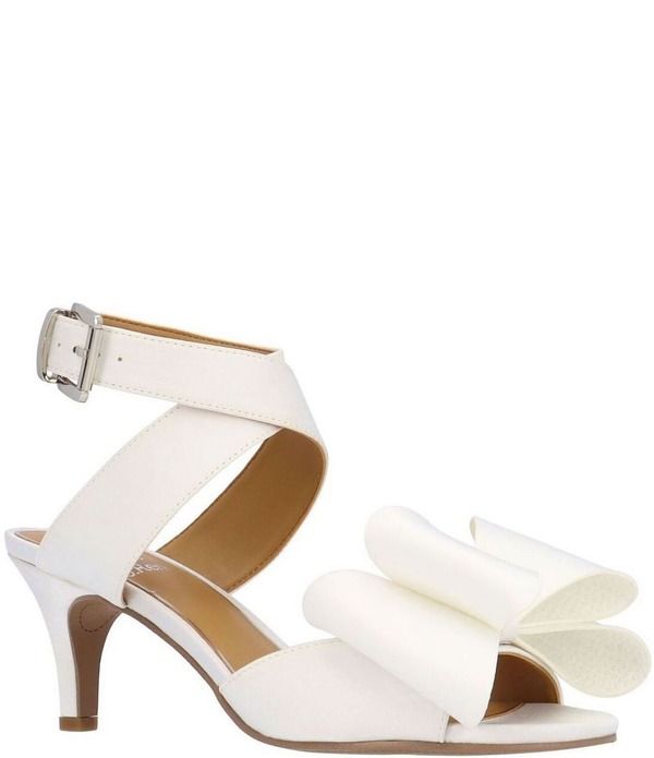 ジェイレニー レディース シューズ サンダル サテン アンクル J Renee Nerelle Satin Ankle Wrap Embellished Bow Dressandals White ホ