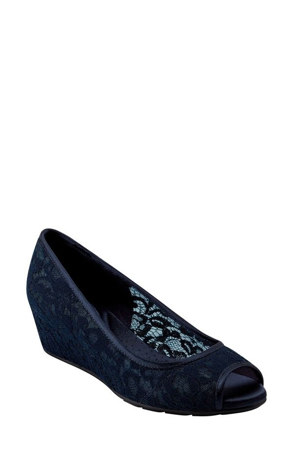 バンドリーノ レディース シューズ ヒール Bandolino Candras Peep Toe Wedge Pump Dark Blue ブルー