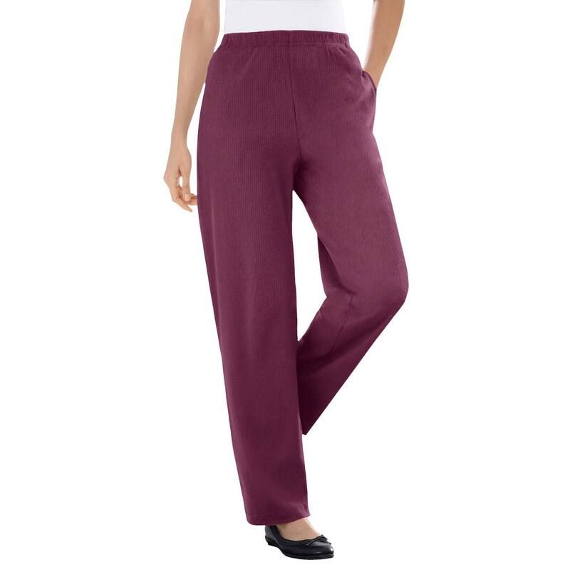 ウーマン ウィズイン レディース ボトムス カジュアルパンツ ストレート プラスサイズ リブ ニット Woman Within Plusize 7Day Knit Ribbed Straight Le