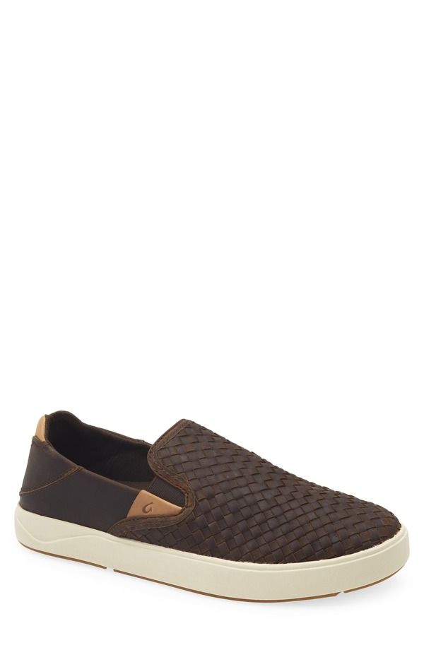 オルカイ メンズ シューズ スニーカー レザー OluKai Laeahi Lauhala Woven Leather Shoe Dark Java Dark Java