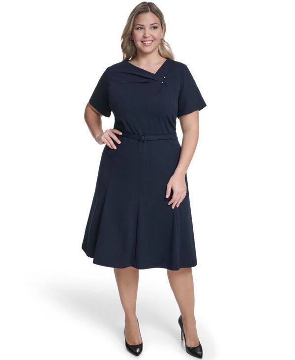 カルバンクライン レディース トップス ワンピース ミディ Calvin Klein Womensquare Neck Midi Dress Indigo インディゴ 23,532円