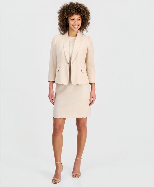 カスパール レディース アウター ジャケット・ブルゾン ブレザー Kasper WomenshawlLapel Scalloped Blazer Sesamevanilla Ice