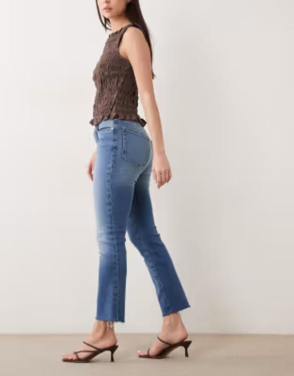 グッドアメリカン レディース ボトムス デニムパンツ クロップド ジーンズ Good American Softech Good Legs frayed hem cropped straight je