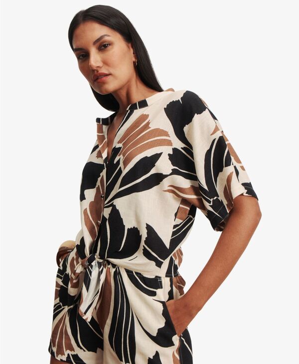サンクチュアリー レディース トップス シャツ キャップスリーブ キャップ ブラウス Sanctuary Womens TieFront CapSleeve Collared Blouse Lotus