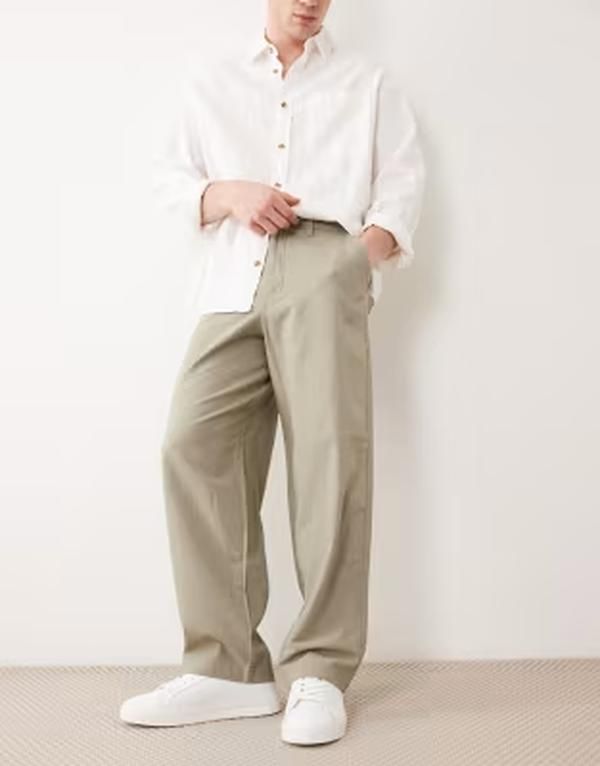 エイソス メンズ ボトムス カジュアルパンツ ASOS DESIGN loose straight pants in light GREEN グリーン