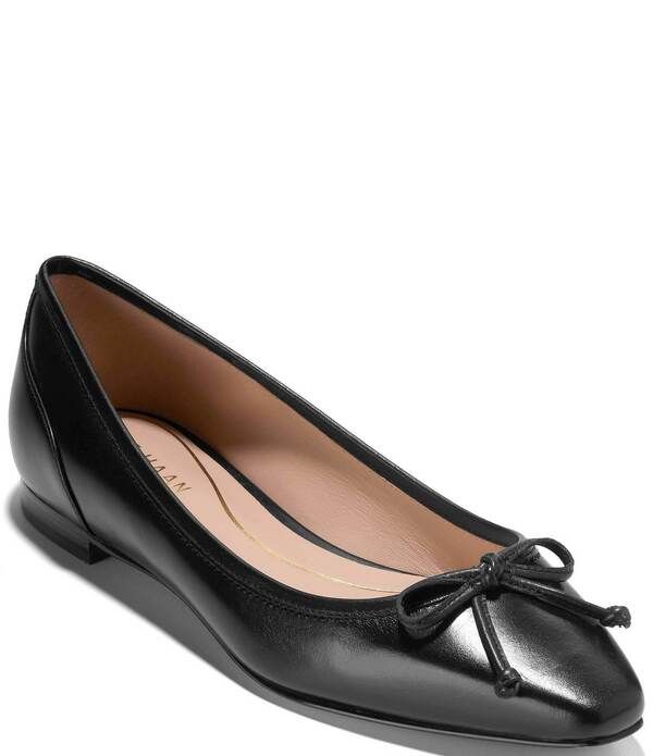 コールハーン レディース シューズ パンプス レザー Cole Haan Paget Leather Bow Ballet Flats Black ブラック
