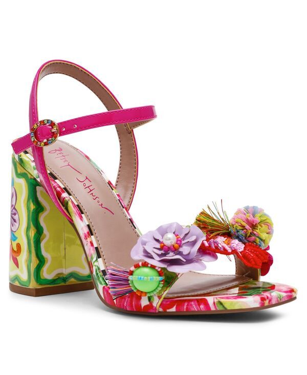 ベッツィジョンソン レディース シューズ サンダル フラワー柄 フラワー ヒール Betsey Johnson Womens Masen Floral Block Heel Dressandals B