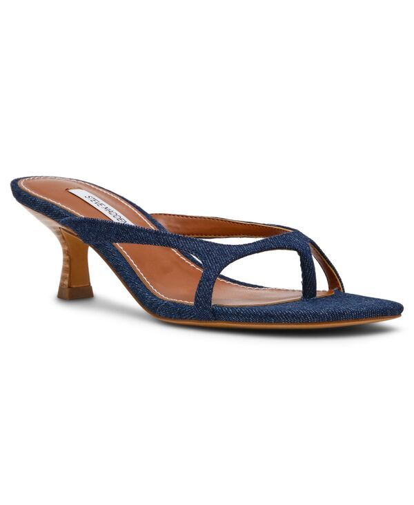 スティーブ マデン レディース シューズ サンダル ヒール Steve Madden Womens Brienna Strappy Kitten Heel Sandals Dark Denim デニム