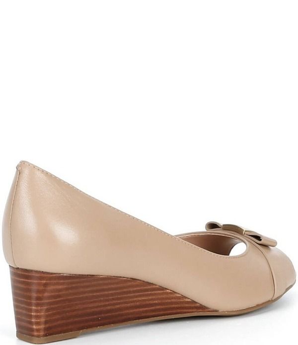 コールハーン レディース シューズ パンプス レザー Cole Haan GoTo Malta Leather Peep Toe Bowedge Pumps Tuscan Sand サンド