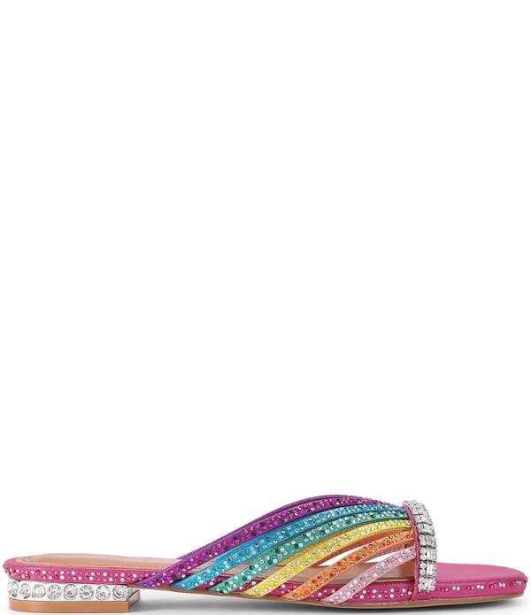 カートジェイガーロンドン レディース シューズ パンプス サンダル Kurt Geiger London Rainbow Crystal Strap Flat Mule Sandals Rainbow