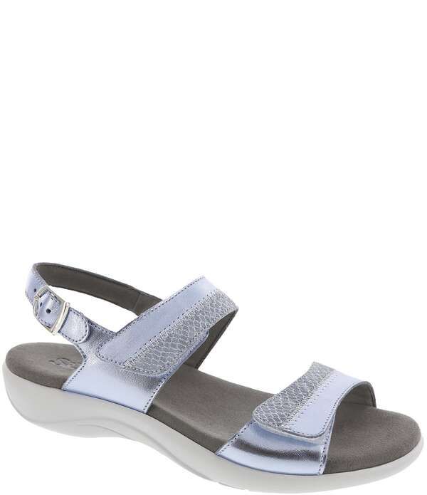 サス レディース シューズ サンダル プリント レザー ヒール SAS Nudu Printed Leather Heel Strap Sandalspring Blue ブルー