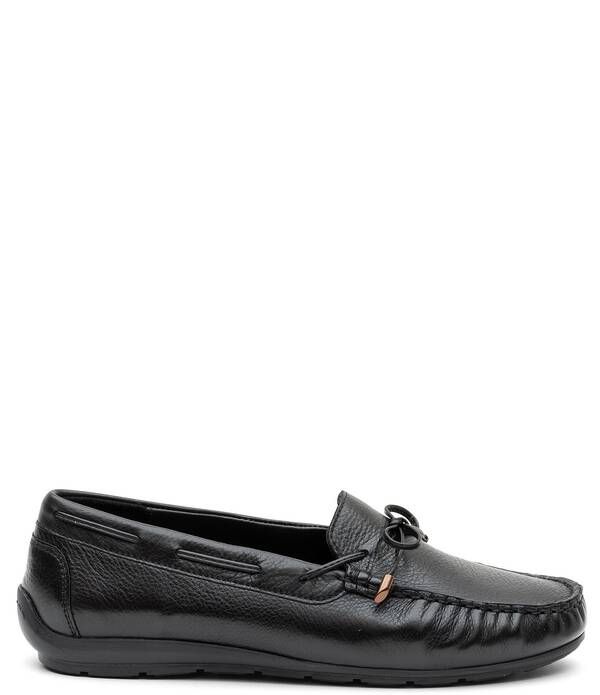 アラ レディース シューズ レザー aramarillo Bow Detaileather MocToe Boat Shoes Black ブラック