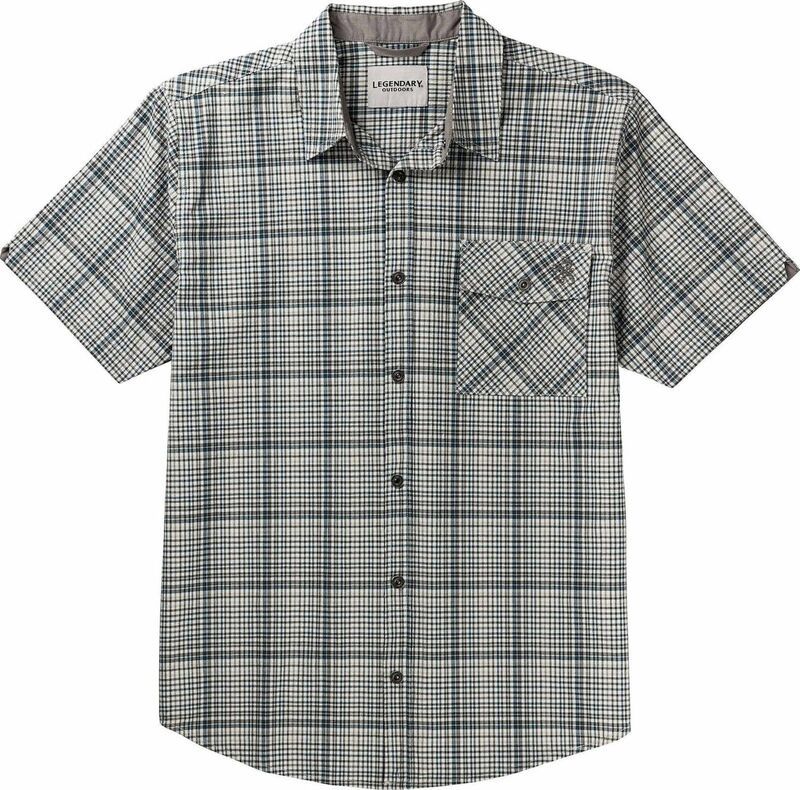 レジェンダリーホワイトテイルズ レディース トップス Tシャツ Mens Legendary Whitetails Plaid Short Sleeve Snap Up Stretch Woven S