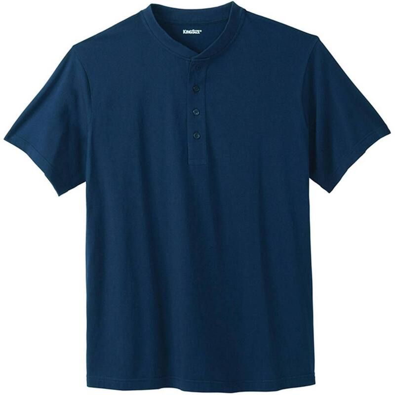 キングサイズ レディース トップス Tシャツ トール Kingsize Mens Big Tall Shrinkless Lightweight Henley Tshirt Navy ネイビー