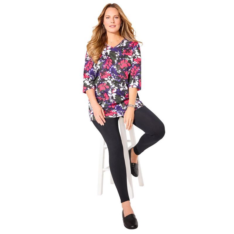キャサリンズ レディース トップス Tシャツ Vネック プラスサイズ Catherines Womens Plusizeasy Fit 34Sleeve VNeck Tunic Pink Purple