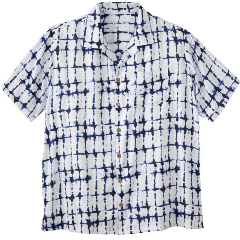 キングサイズ レディース トップス Tシャツ プリントール KingSize Mens Big Tall Printed Camp Shirt Blue Stripe Tie Dye ブルー