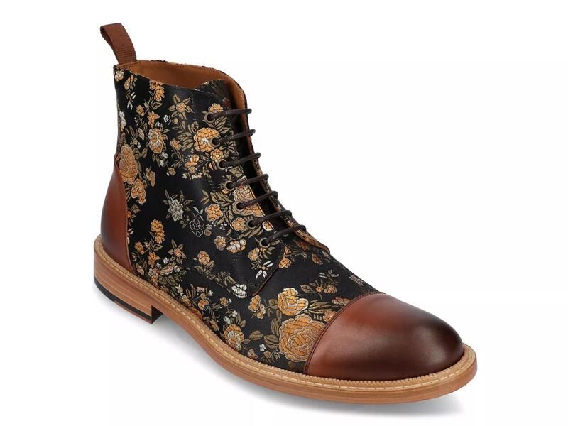 タフト メンズ シューズ ブーツ・レインブーツ キャップ TAFTJack Cap Toe Boot Eden BrownBlack Floral SatinLeather ブラック